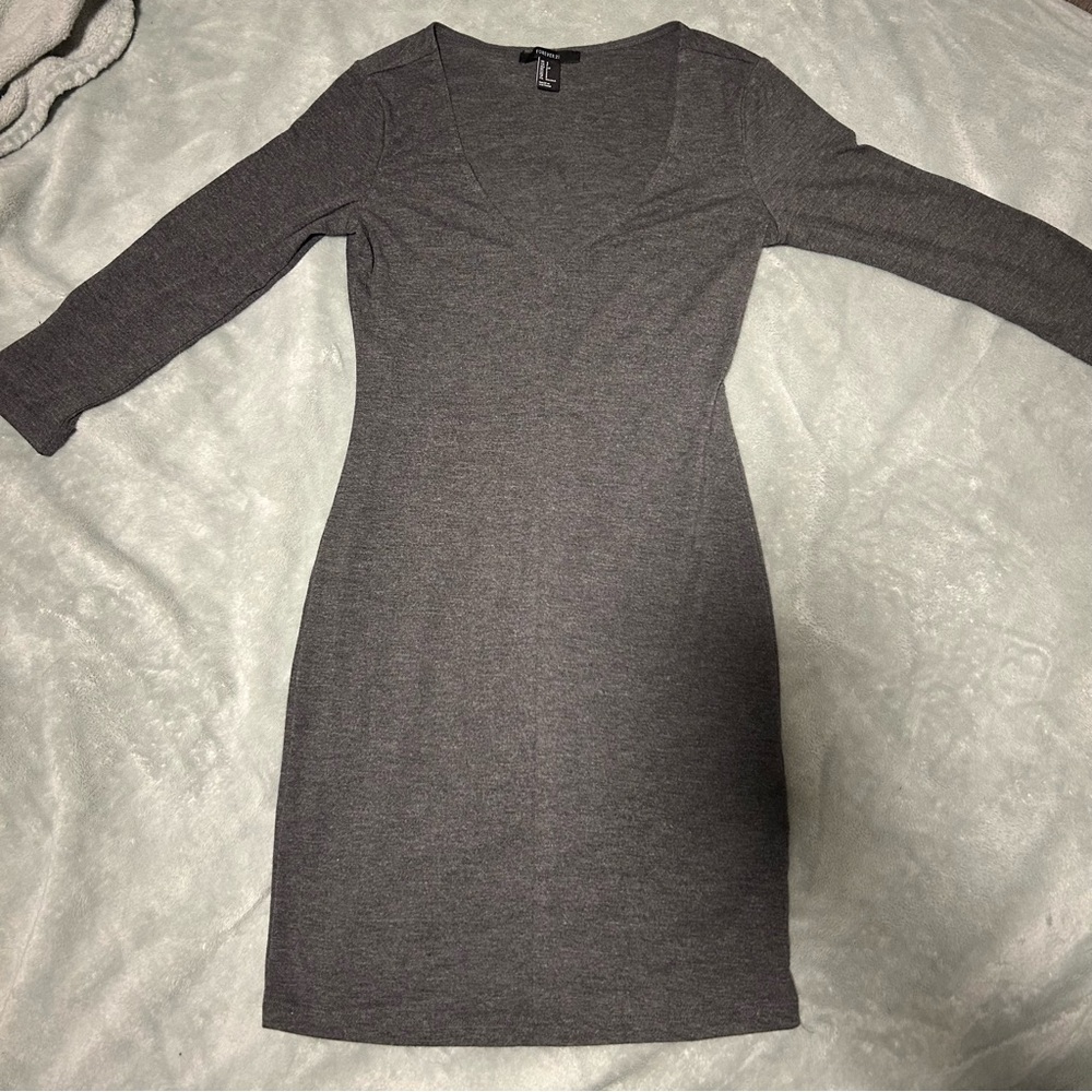 Forever 21 Gray Long Sleeve Sheath Dress